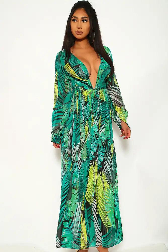 Sexy International Superstar Green Print Dress Versatile Costume - AMIClubwear