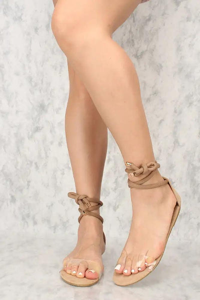 Sexy Khaki Open Toe Leg Wrap Up Tie Sandals - AMIClubwear