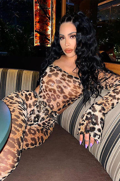 Sexy Leopard 2pc Out Pants And Bodysuit - AMIClubwear