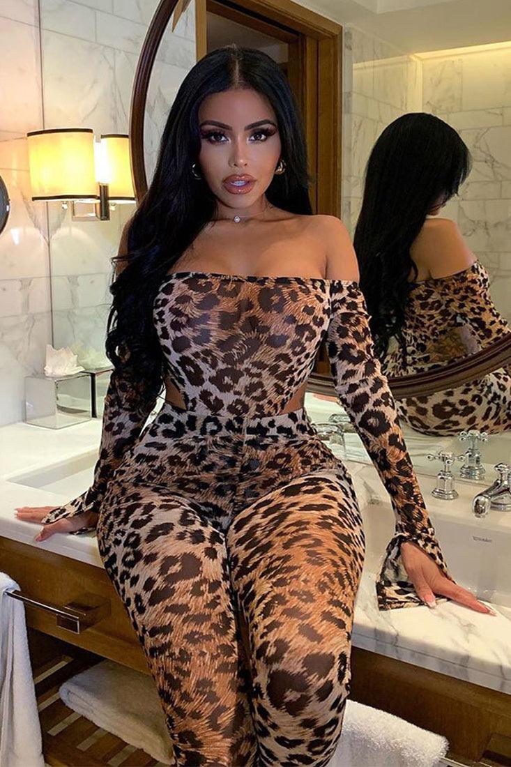 Sexy Leopard 2pc Out Pants And Bodysuit - AMIClubwear