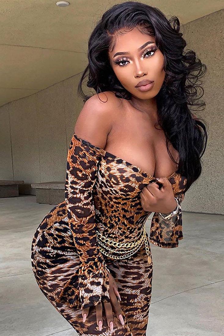 Sexy Leopard 2pc Out Pants And Bodysuit - AMIClubwear