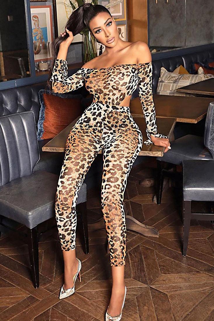 Sexy Leopard 2pc Out Pants And Bodysuit - AMIClubwear