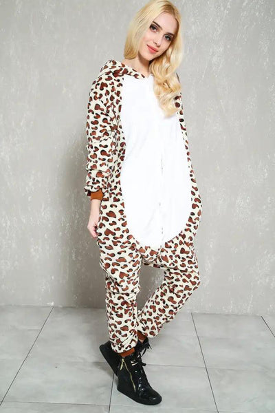 Sexy Leopard Faux Fur Onesie Pajama Costume - AMIClubwear