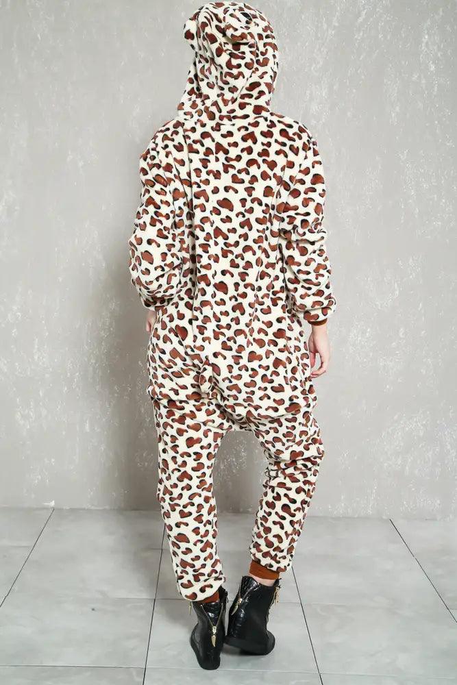 Sexy Leopard Faux Fur Onesie Pajama Costume - AMIClubwear