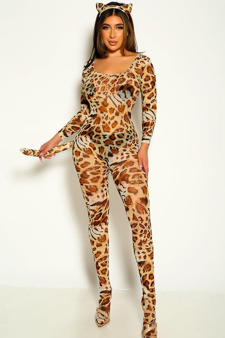 sexy animal suit Plus Size Meow Leopard Halloween Costume, Plus Size Cheetah Bodysuit Costume  – 3wishes.com main image 1
