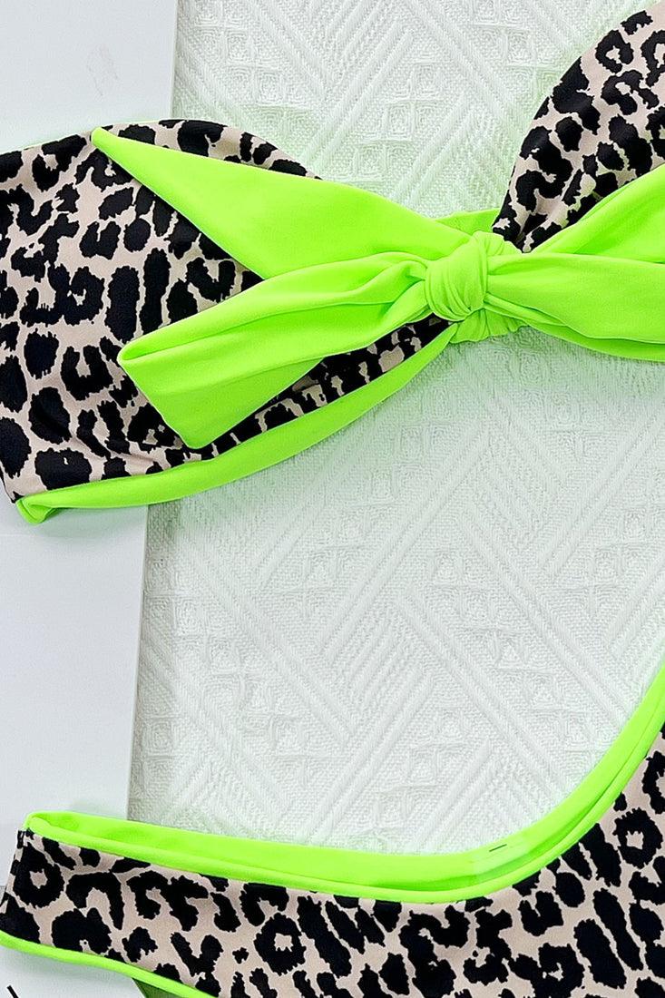 Sexy Leopard Print Bikini With Lime Green Trim - AMIClubwear