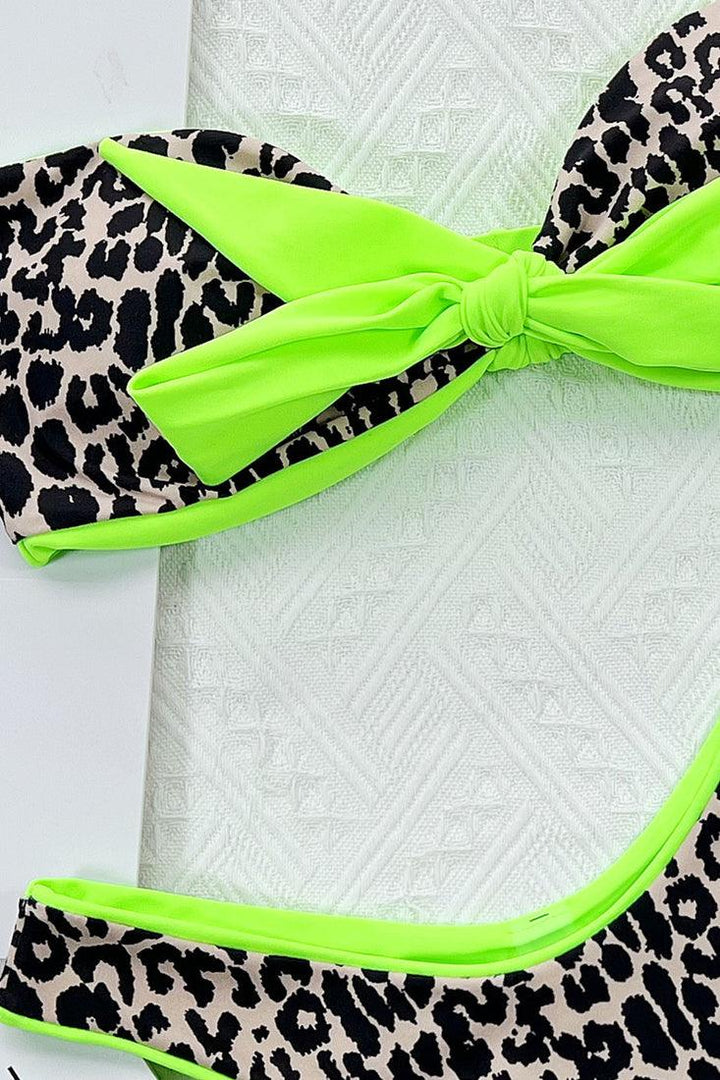 Lime green cheetah print bikini on sale
