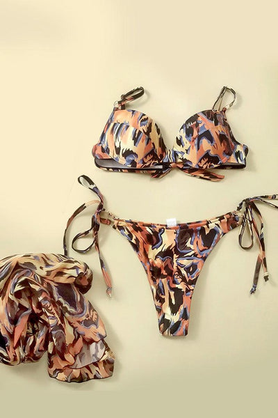Sexy Leopard Print Cheeky Bikini With Coverup - AMIClubwear