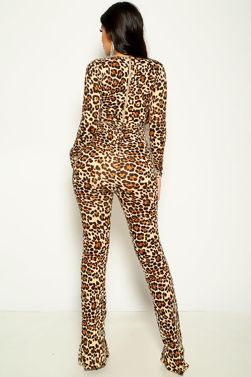 Sexy Leopard Strappy Front Zip Up Jumpsuit - AMIClubwear