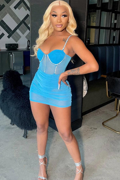 Sexy Light Blue Mini Club Dress - AMIClubwear