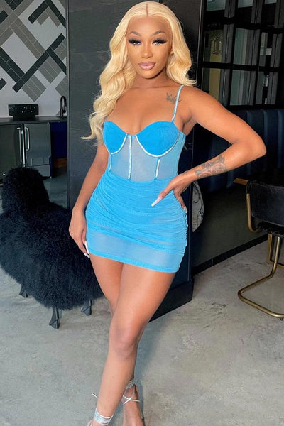 Sexy Light Blue Mini Club Dress - AMIClubwear