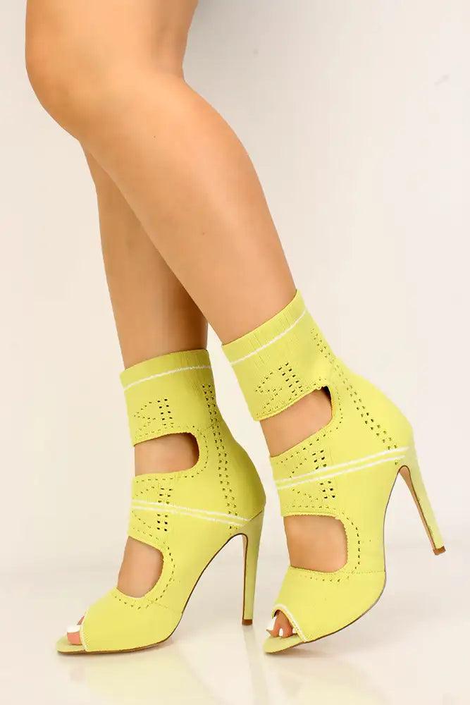 Sexy Light Olive Cut Out Open Toe Single Sole High Heels - AMIClubwear