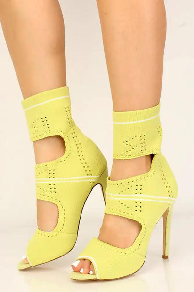 Sexy Light Olive Cut Out Open Toe Single Sole High Heels - AMIClubwear