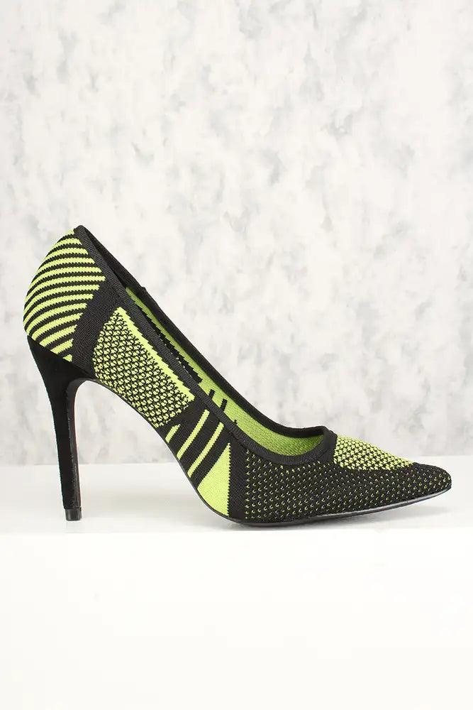 Sexy Lime Graphic Print Perforated High Heels Pumps Knit - AMIClubwear