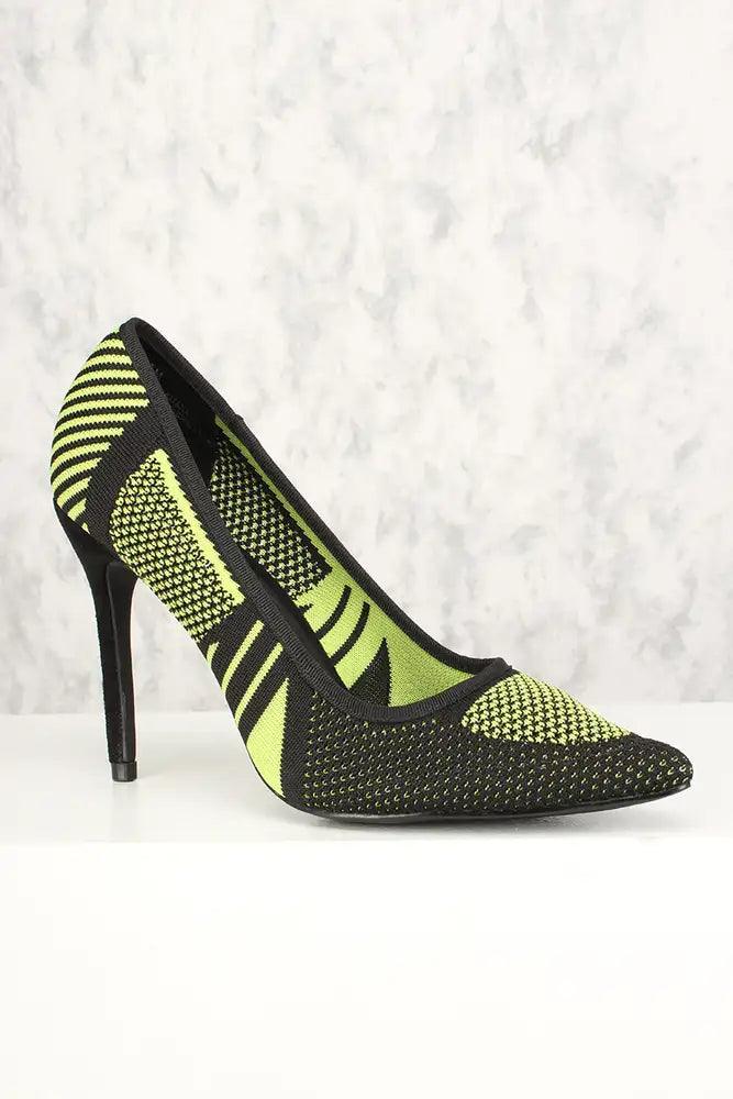 Sexy Lime Graphic Print Perforated High Heels Pumps Knit - AMIClubwear