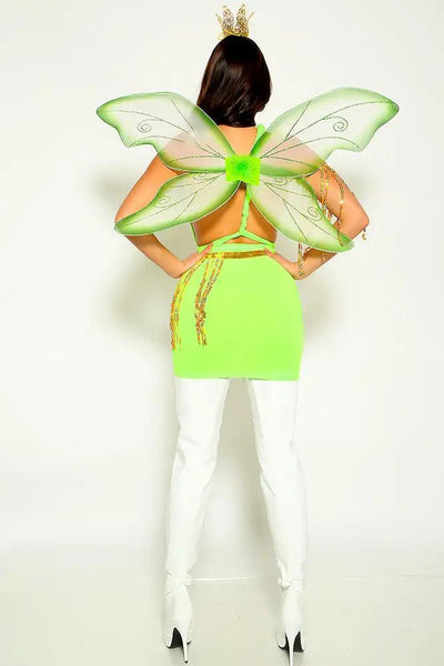 Sexy Lime Tinker Sequin Multi Style Wrap 2 Pc Fairy Costume - AMIClubwear