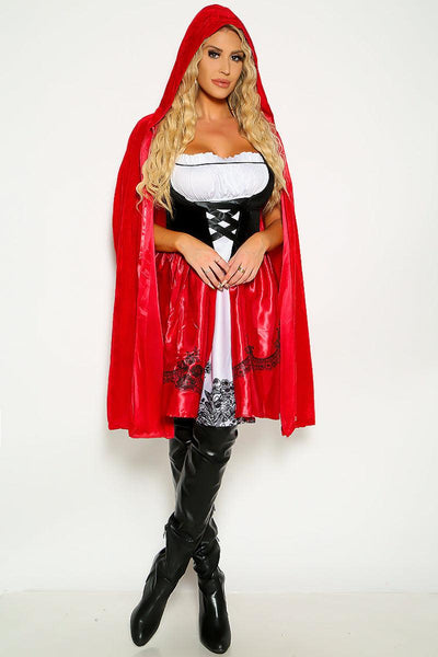 Sexy Little Red Riding Hood Dress Cape 2 Pc Costume - AMIClubwear