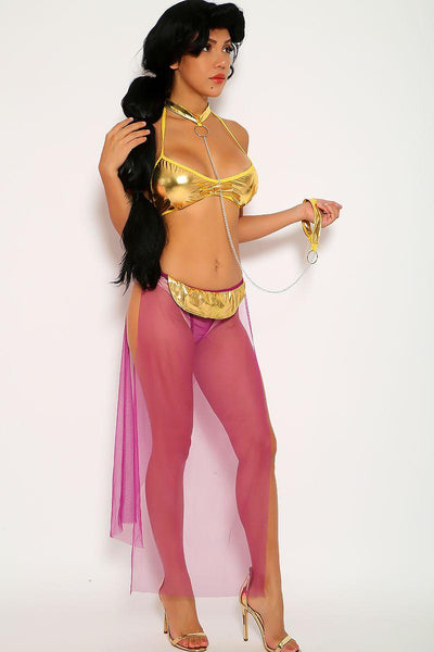Sexy Magenta Gold Gypsy 5Pc. Costume Set - AMIClubwear