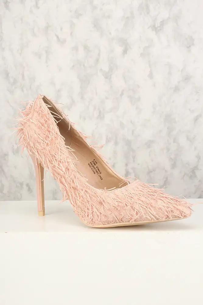 Sexy Mauve Mohair Pointy Toe Single Sole High Heels - AMIClubwear