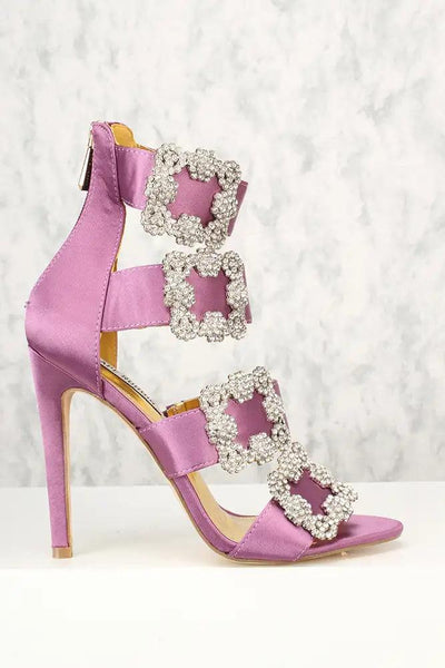 Sexy Mauve Strappy Texture Buckle High Heels - AMIClubwear