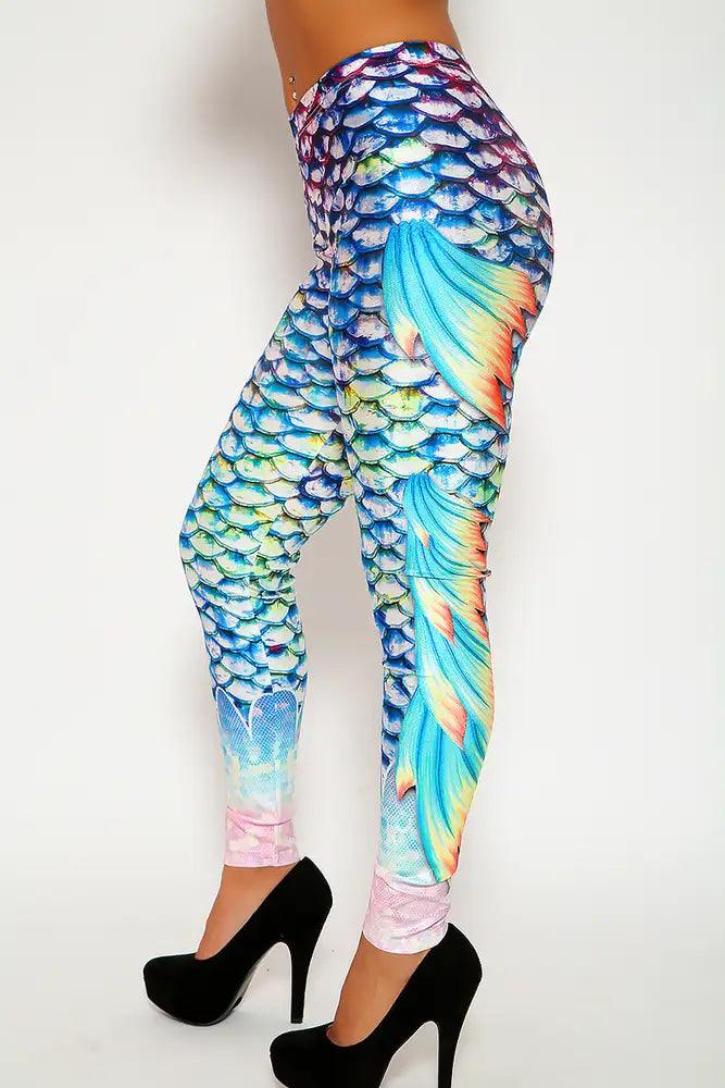 Sexy Mermaid Graphic Print Stretchy Leggings - AMIClubwear