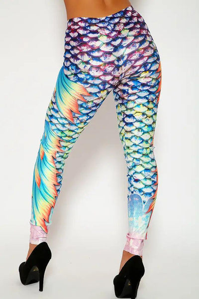 Sexy Mermaid Graphic Print Stretchy Leggings - AMIClubwear