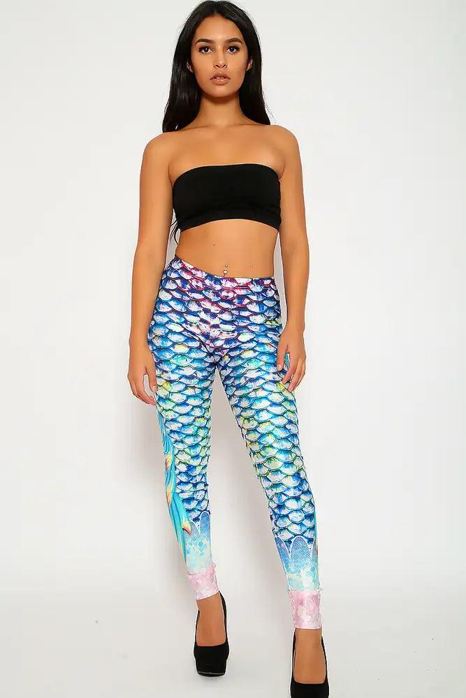 Sexy Mermaid Graphic Print Stretchy Leggings - AMIClubwear