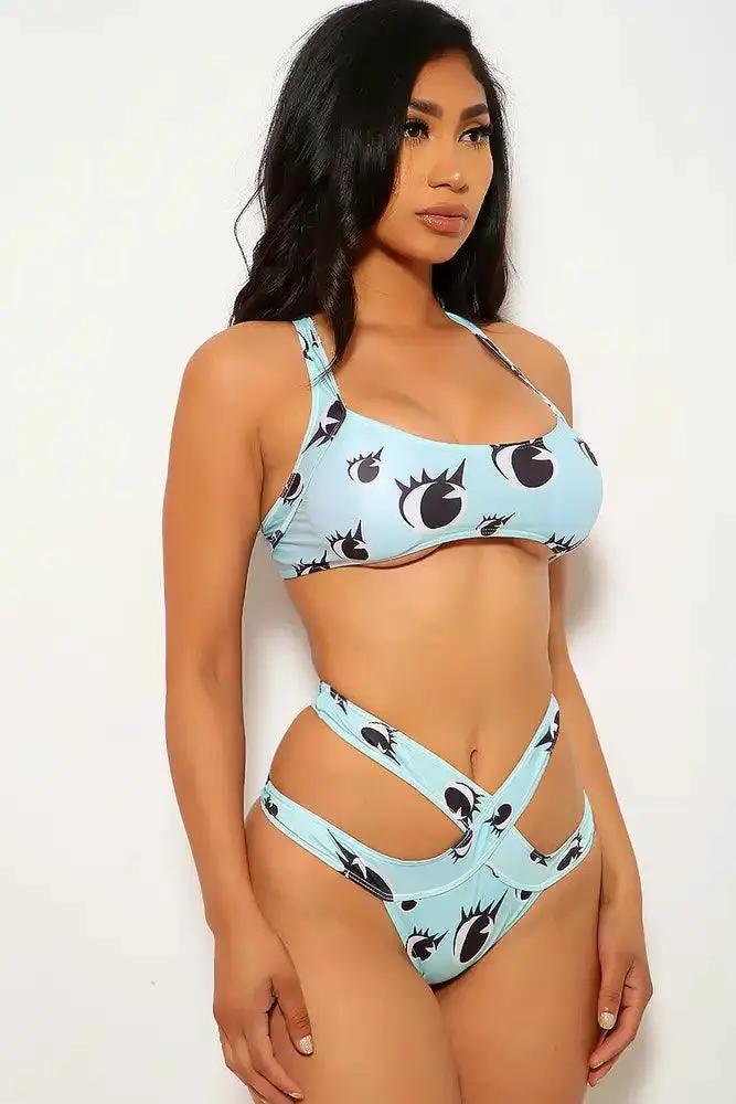 Sexy Mint Black Strappy Two Piece Swimsuit