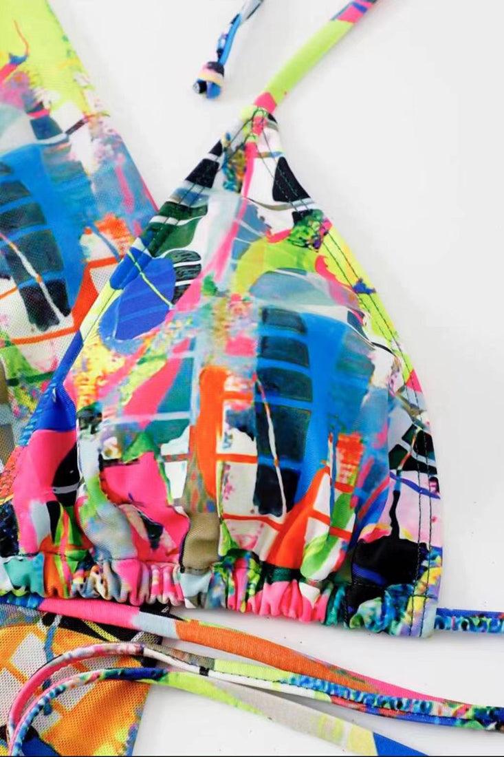 Sexy Multi Colored Graphics Print 4pc Bikini Set – AMIClubwear