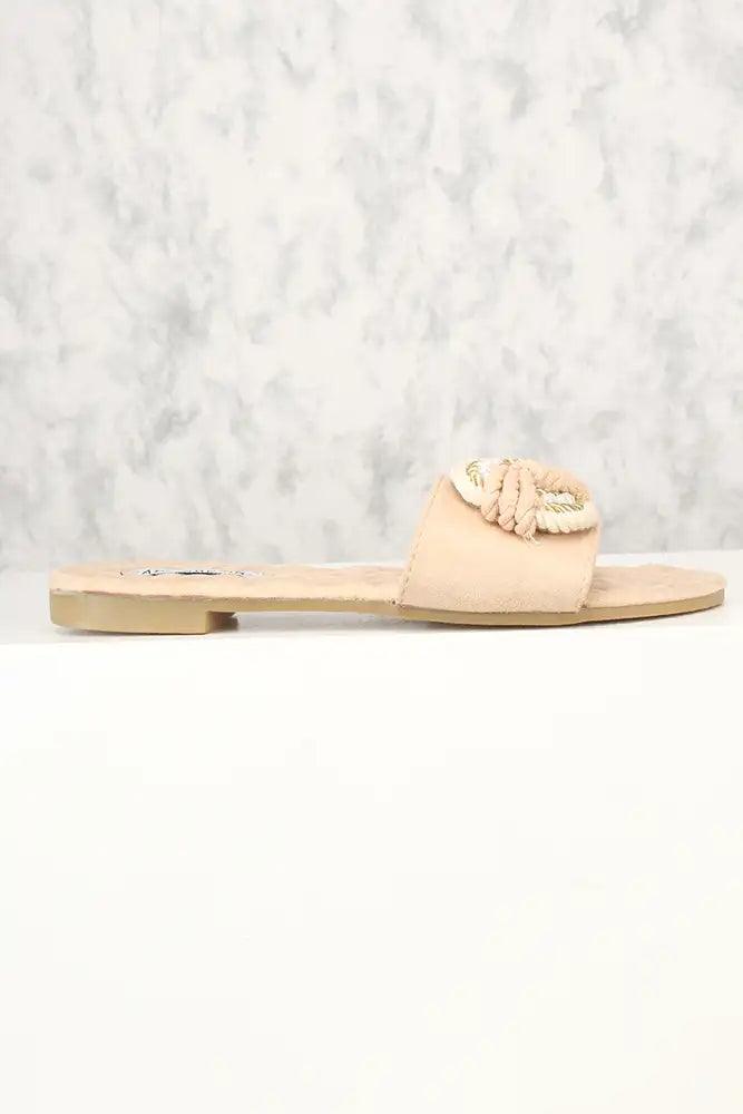 Sexy Nude Knotted Front Open Toe Slip On Sandals - AMIClubwear