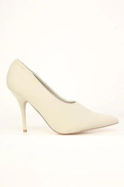 Sexy Nude Pointy Toe Single Sole High Heels Pumps Lycra - AMIClubwear