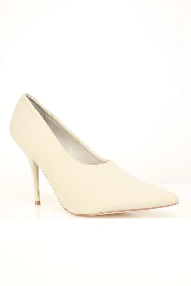 Sexy Nude Pointy Toe Single Sole High Heels Pumps Lycra - AMIClubwear