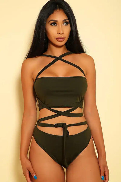 Sexy Olive Versatile Two Piece Swimsuit - AMIClubwear