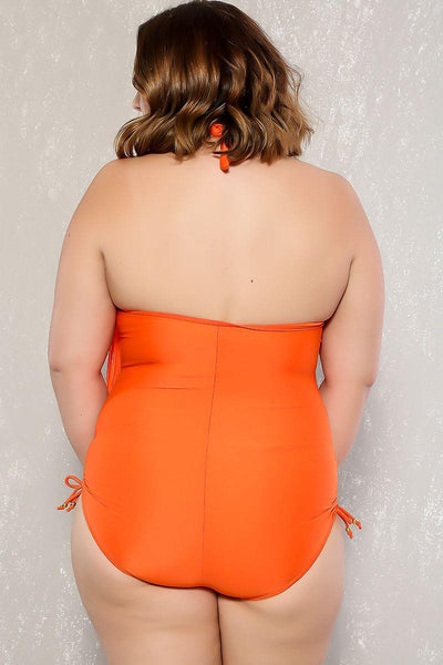Sexy Orange Fringe Accent Sexy Plus Size Bikini - AMIClubwear
