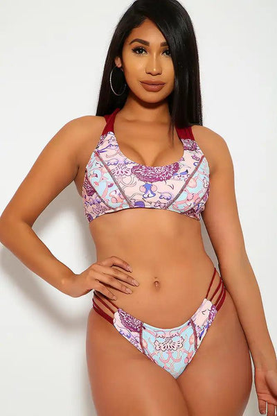 Sexy Peach Wine Braided Two Piece Swimsuit - AMIClubwear