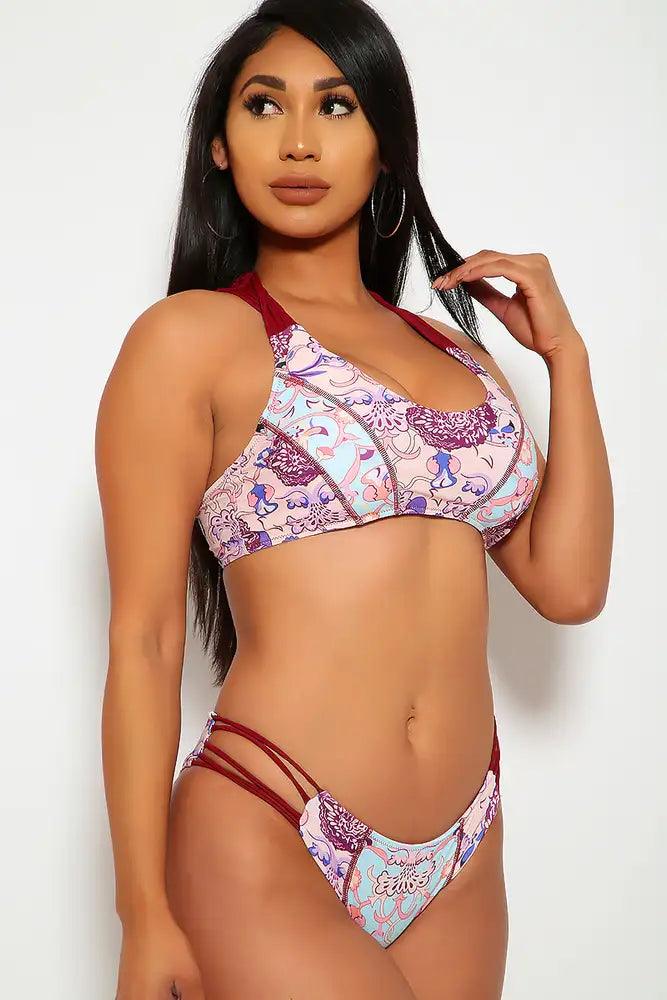 Sexy Peach Wine Braided Two Piece Swimsuit - AMIClubwear