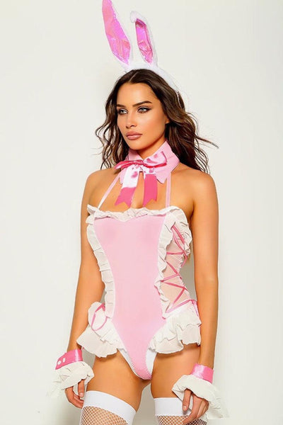 Sexy Pink Bunny Bodysuit 6 Pc Costume - AMIClubwear