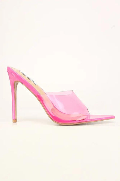 Sexy Pink Clear Open Toe Slip On High Heels Patent - AMIClubwear