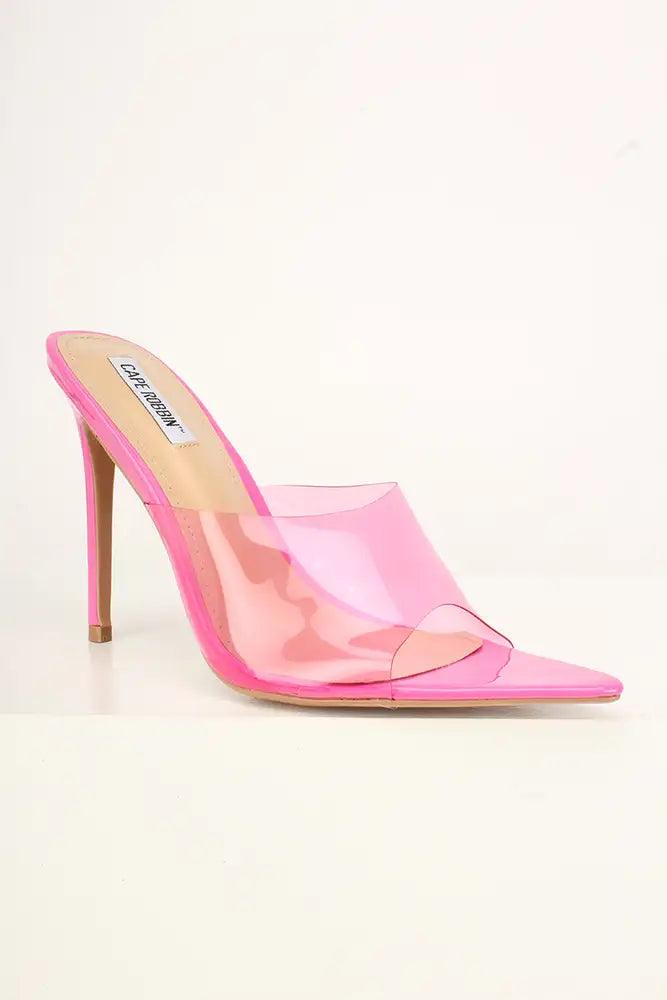 Sexy Pink Clear Open Toe Slip On High Heels Patent - AMIClubwear