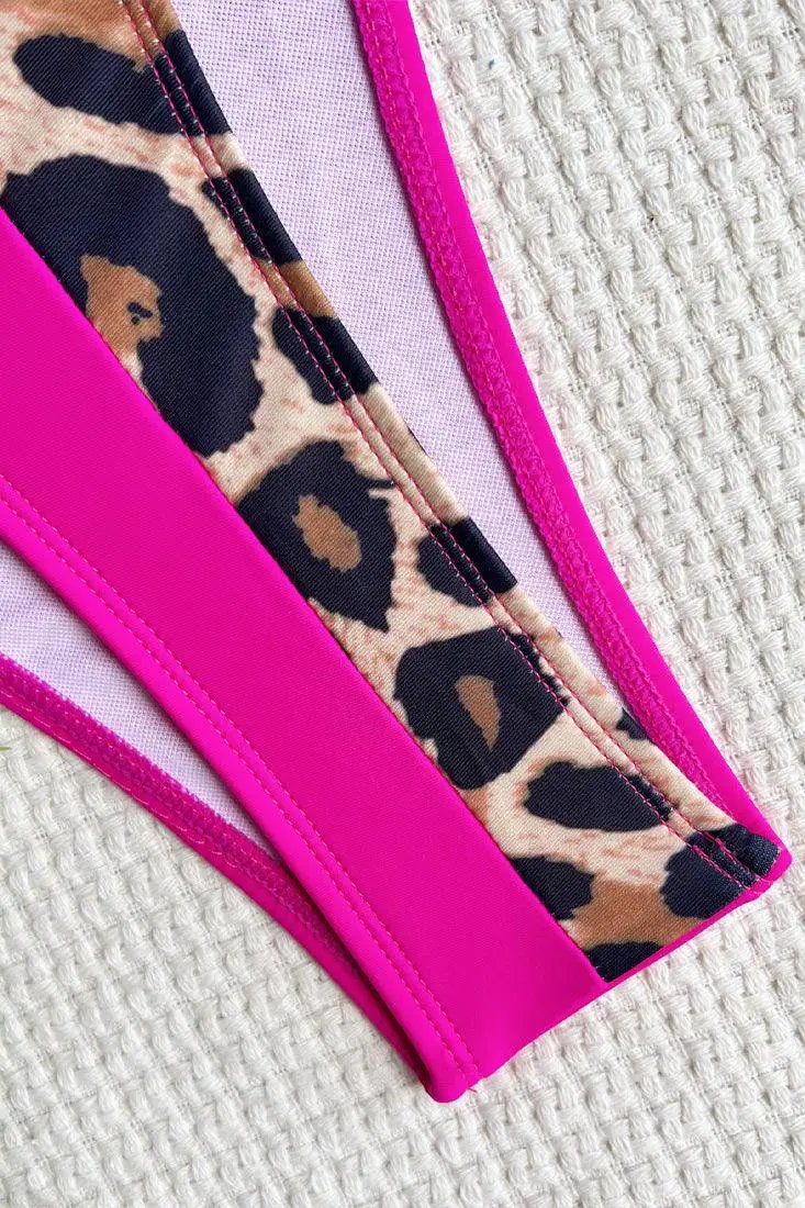 Sexy Pink Leopard Strap Monokini