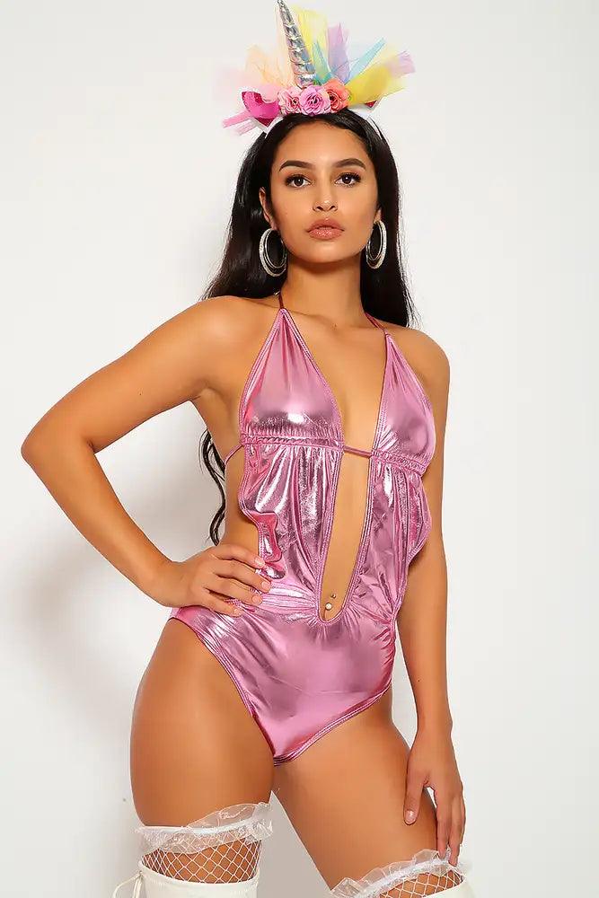 Sexy Pink Metallic 2 Pc. Fantasy Unicorn Princess Costume - AMIClubwear