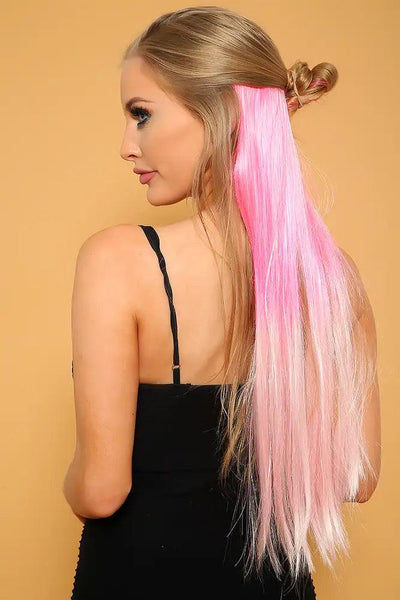 Sexy Pink Ombre Clip On Hair Extensions Costume Wig - AMIClubwear