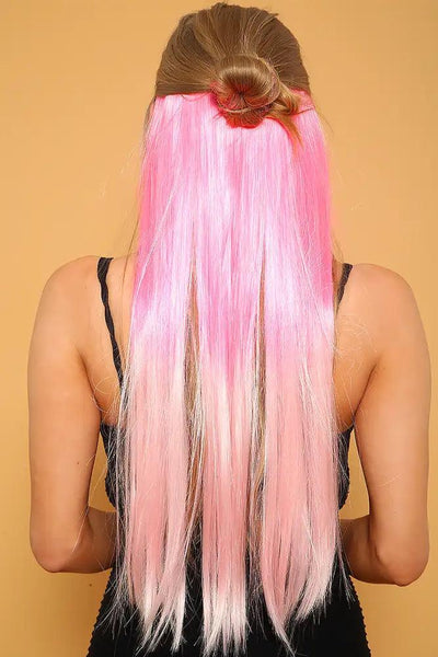 Sexy Pink Ombre Clip On Hair Extensions Costume Wig - AMIClubwear