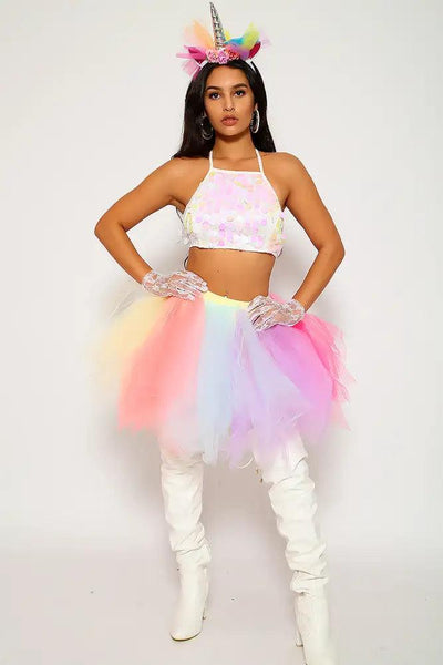 Sexy Pink Sequin 3 Pc. Fantasy Unicorn Princess Costume - AMIClubwear