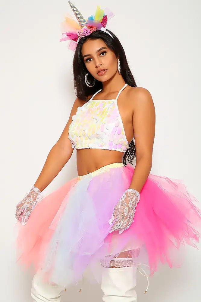 Sexy Pink Sequin 3 Pc. Fantasy Unicorn Princess Costume - AMIClubwear