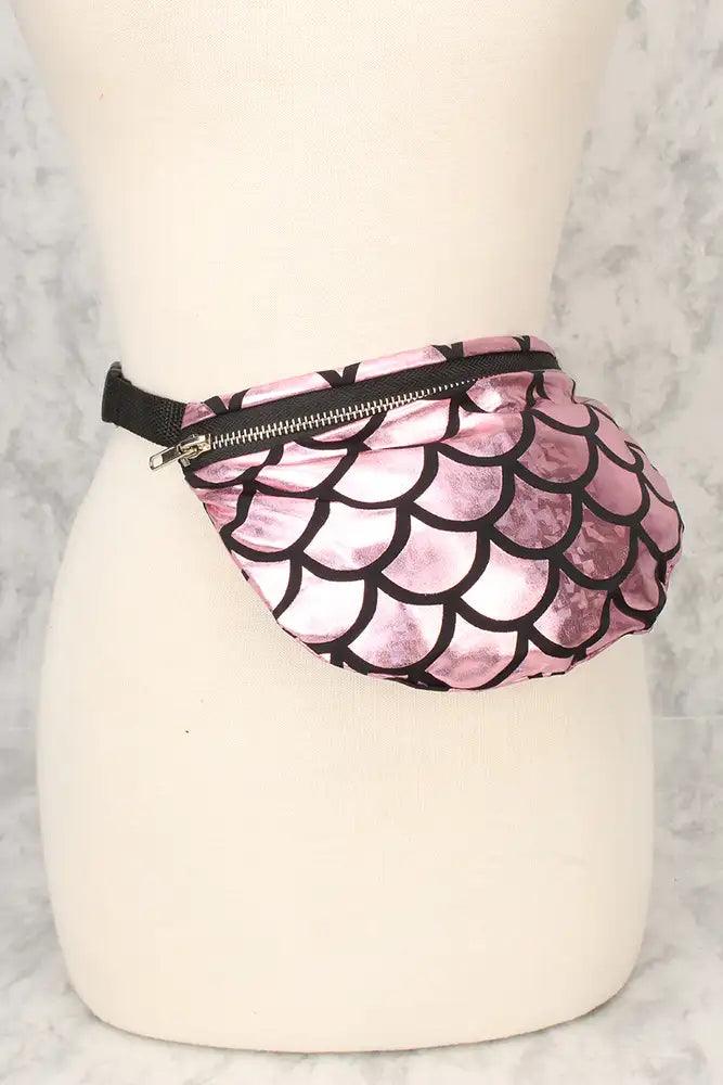 Sexy Pink Sequins Scalloped Design Fanny Pack - AMIClubwear