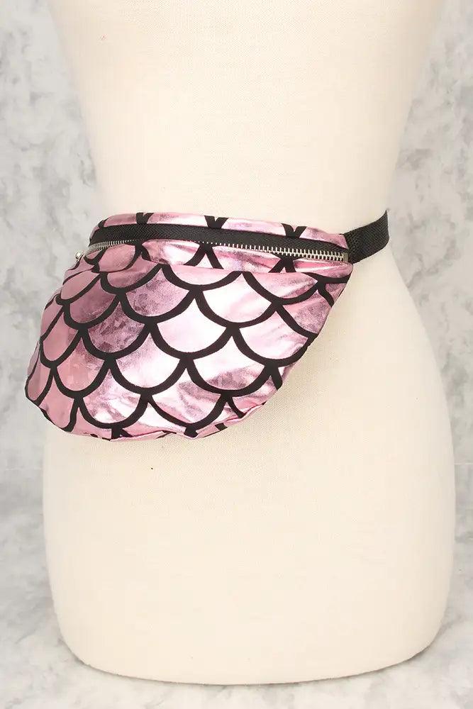 Sexy Pink Sequins Scalloped Design Fanny Pack - AMIClubwear