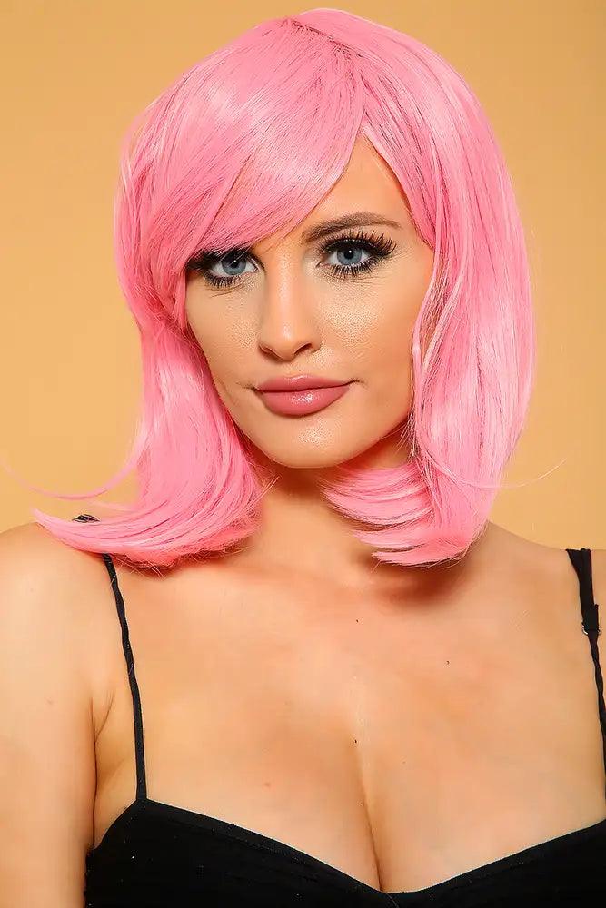 Sexy Pink Short Length Bang Wig - AMIClubwear