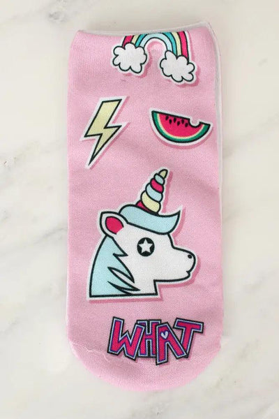 Sexy Pink Unicorn Printed Socks - AMIClubwear