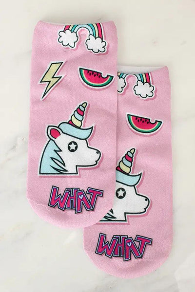 Sexy Pink Unicorn Printed Socks - AMIClubwear